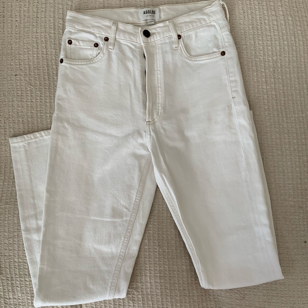 AGOLDE x Revolve Nico High Rise Skinny Straight Leg Jeans White Size 25 Cotton